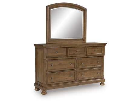 Vandenmore Medium Brown 7 Drawer Dresser and Mirror - Ornate Home