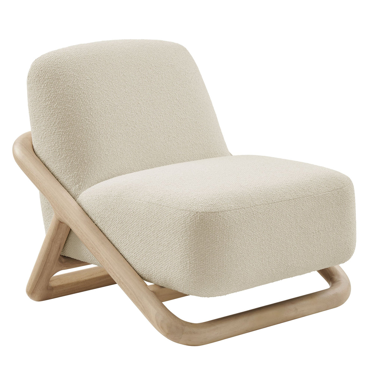 Vander Oak/Cream Textured Fabric Accent Chair - Ornate Home