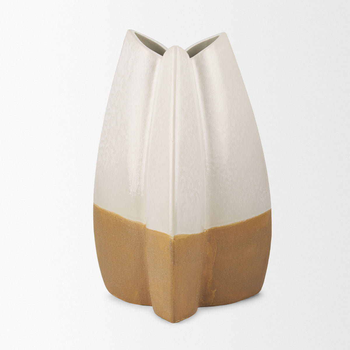 Vania Off-White/Tan Large Textured Ceramic Vase - Ornate Home