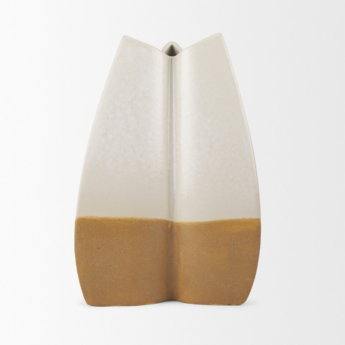Vania Off-White/Tan Large Textured Ceramic Vase - Ornate Home