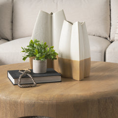 Vania Off-White/Tan Large Textured Ceramic Vase