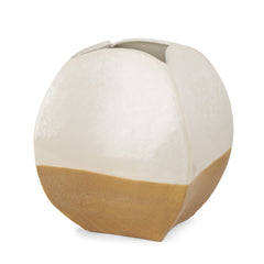 Vania Off-White/Tan Short Textured Ceramic Vase