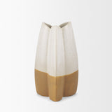 Vania Off-White/Tan Small Textured Ceramic Vase - Ornate Home