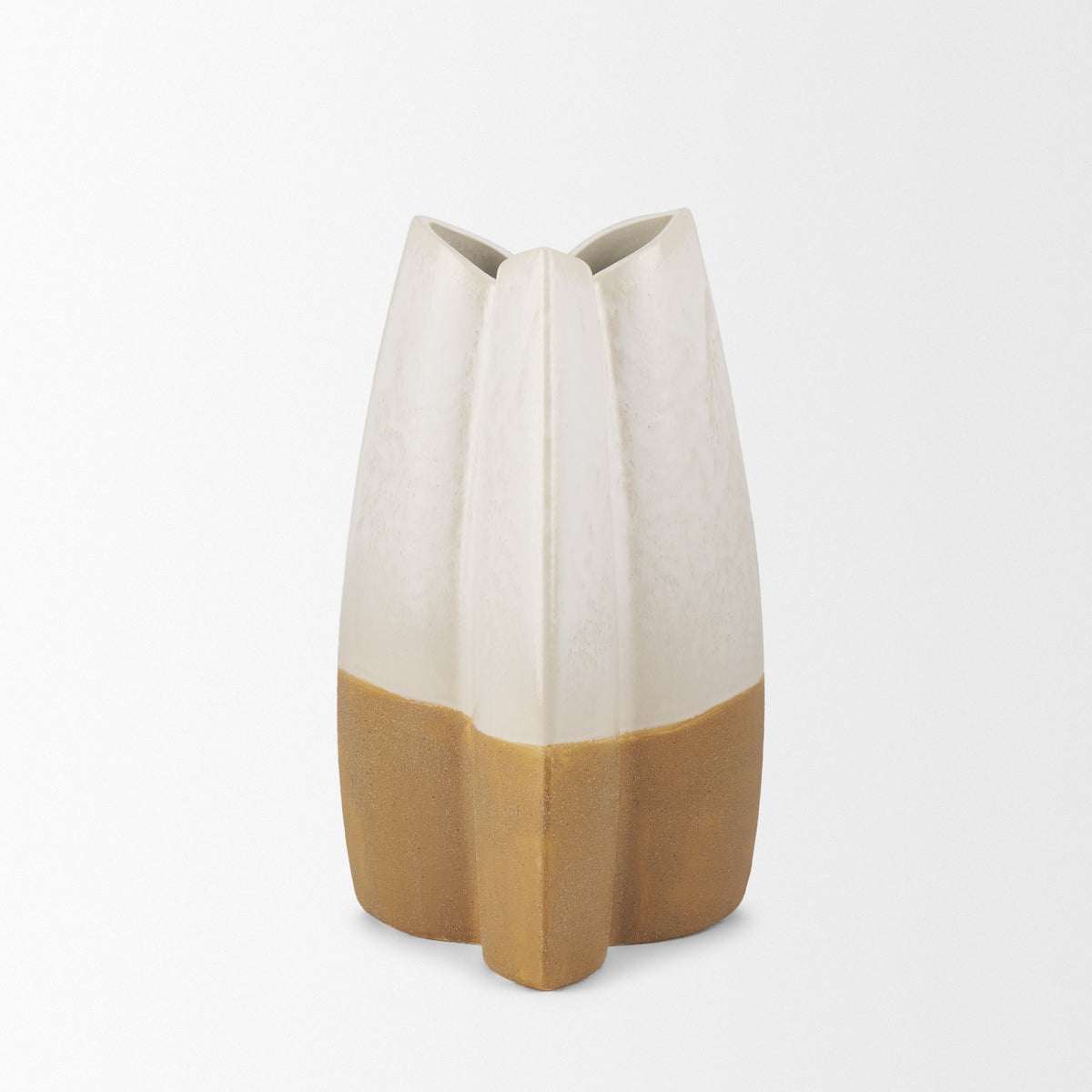 Vania Off-White/Tan Small Textured Ceramic Vase - Ornate Home