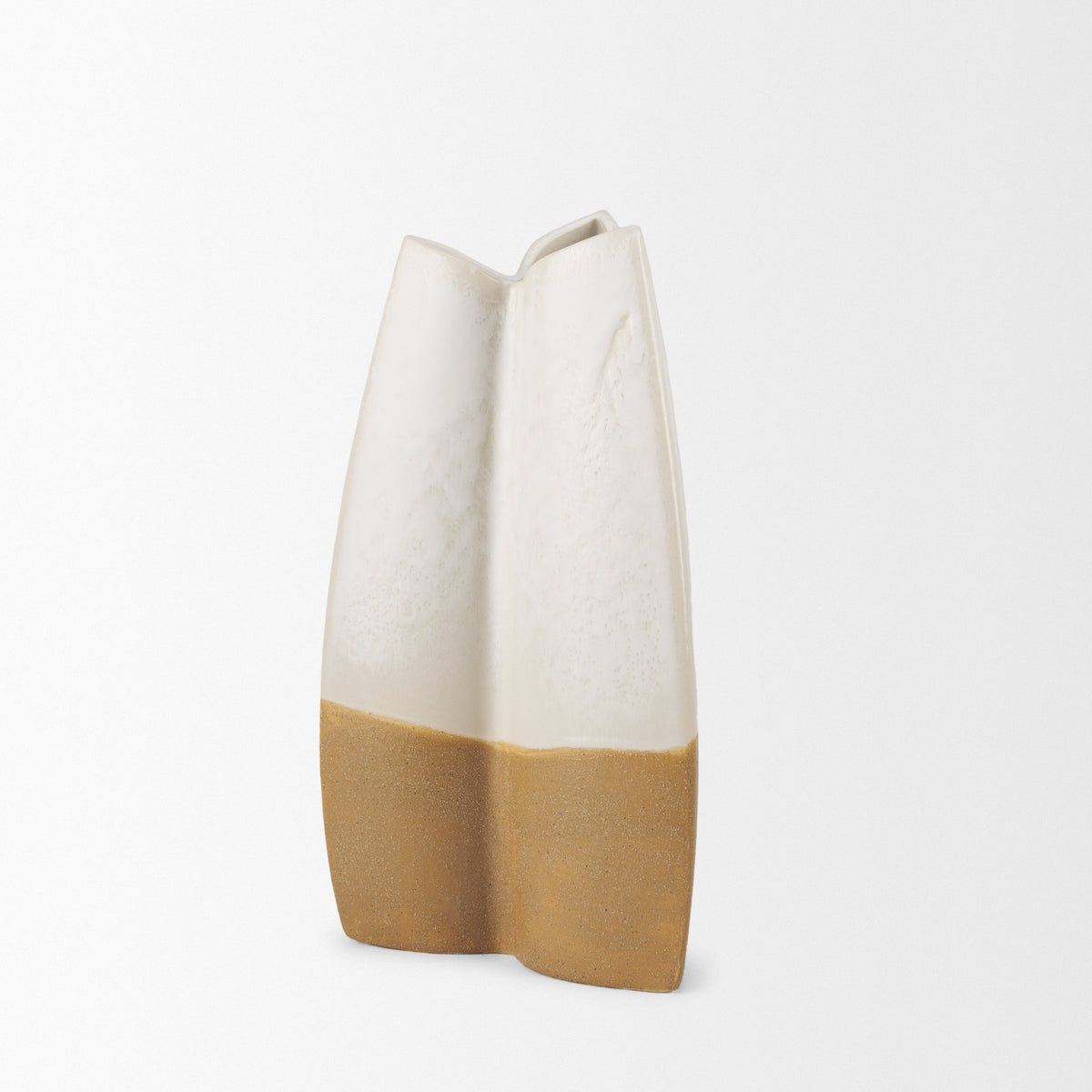 Vania Off-White/Tan Small Textured Ceramic Vase - Ornate Home