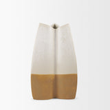 Vania Off-White/Tan Small Textured Ceramic Vase - Ornate Home