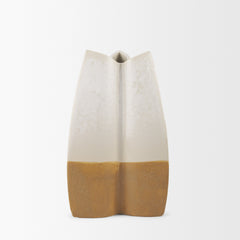 Vania Off-White/Tan Small Textured Ceramic Vase - Ornate Home