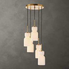 Vanier Brass/White 5 Light Cluster Pendant - Ornate Home