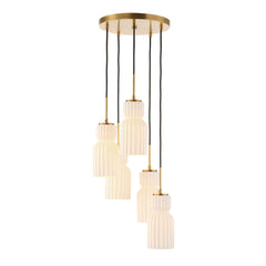 Vanier Brass/White 5 Light Cluster Pendant - Ornate Home