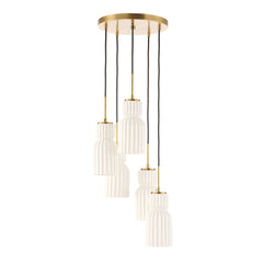 Vanier Brass/White 5 Light Cluster Pendant - Ornate Home