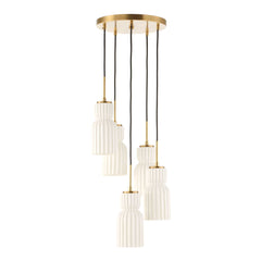Vanier Brass/White 5 Light Cluster Pendant - Ornate Home