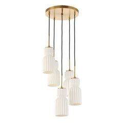 Vanier Brass/White 5 Light Cluster Pendant - Ornate Home
