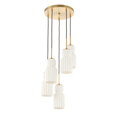 Vanier Brass/White 5 Light Cluster Pendant - Ornate Home