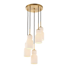 Vanier Brass/White 5 Light Cluster Pendant - Ornate Home