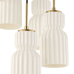 Vanier Brass/White 5 Light Cluster Pendant - Ornate Home