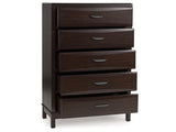 Vanmore Dark Brown Five Drawer Chest - Ornate Home