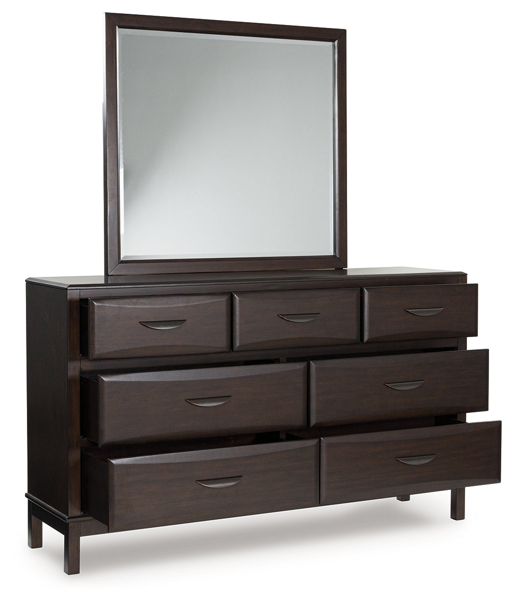 Vanmore Dark Brown Full Storage Bed, Dresser and Mirror - Ornate Home