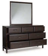 Vanmore Dark Brown Queen Storage Bed, Dresser and Mirror - Ornate Home