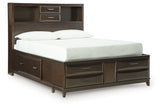 Vanmore Dark Brown Queen Storage Bed, Dresser and Mirror - Ornate Home
