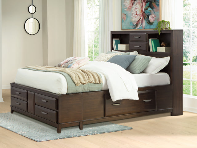 Vanmore Dark Brown Queen Storage Bed - Ornate Home