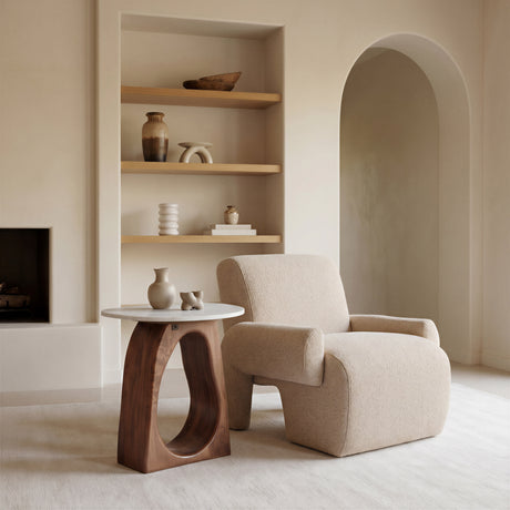 Vara White & Walnut Side Table - Ornate Home