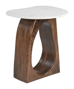 Vara White & Walnut Side Table - Ornate Home