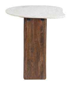 Vara White & Walnut Side Table - Ornate Home