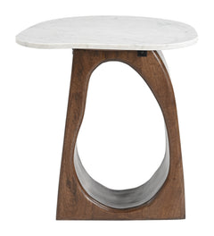 Vara White & Walnut Side Table - Ornate Home