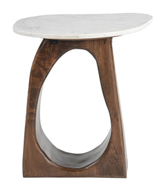 Vara White & Walnut Side Table - Ornate Home