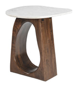 Vara White & Walnut Side Table - Ornate Home