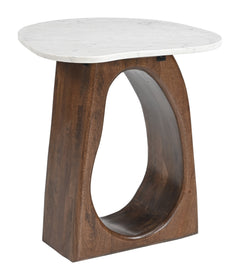 Vara White & Walnut Side Table - Ornate Home