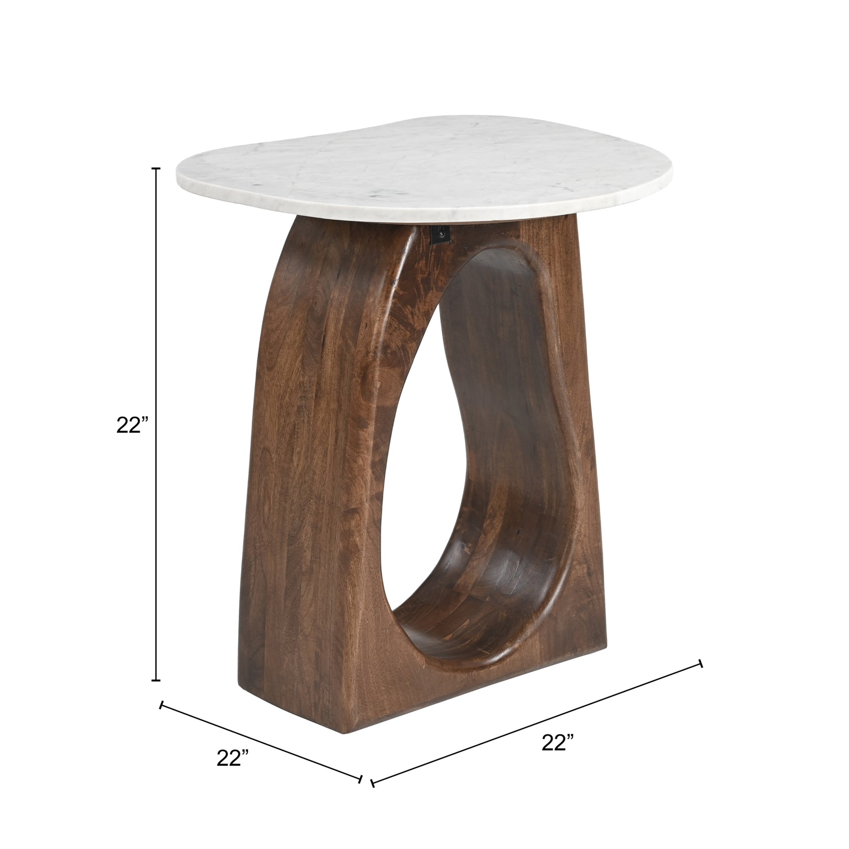 Vara White & Walnut Side Table - Ornate Home