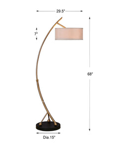 Vardar Curved Brass Floor Lamp - Ornate Home