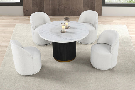 Varde Black/White 5 Pc. Round Dining Set - Ornate Home