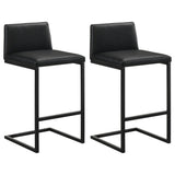 Vardon Black Genuine Leather Bar Stool (Set Of 2) - Ornate Home