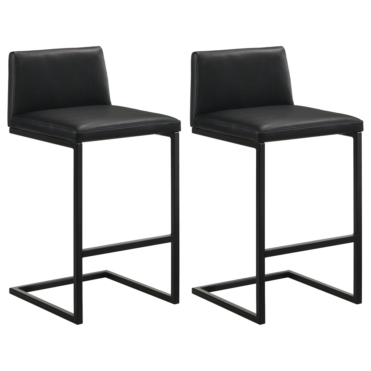 Vardon Black Genuine Leather Bar Stool (Set Of 2) - Ornate Home