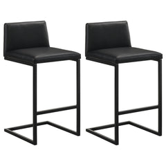 Vardon Black Genuine Leather Bar Stool (Set Of 2) - Ornate Home