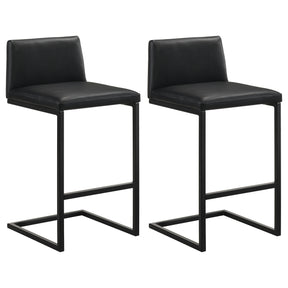 Vardon Black Genuine Leather Bar Stool (Set Of 2) - Ornate Home