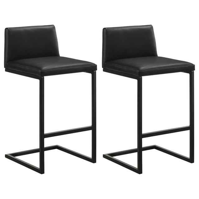Vardon Black Genuine Leather Bar Stool (Set Of 2) - Ornate Home