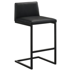 Vardon Black Genuine Leather Bar Stool (Set Of 2) - Ornate Home