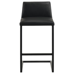 Vardon Black Genuine Leather Bar Stool (Set Of 2) - Ornate Home