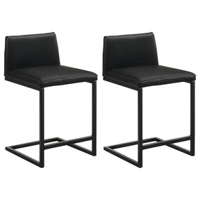 Vardon Black Genuine Leather Counter Height Chair (Set Of 2) - Ornate Home