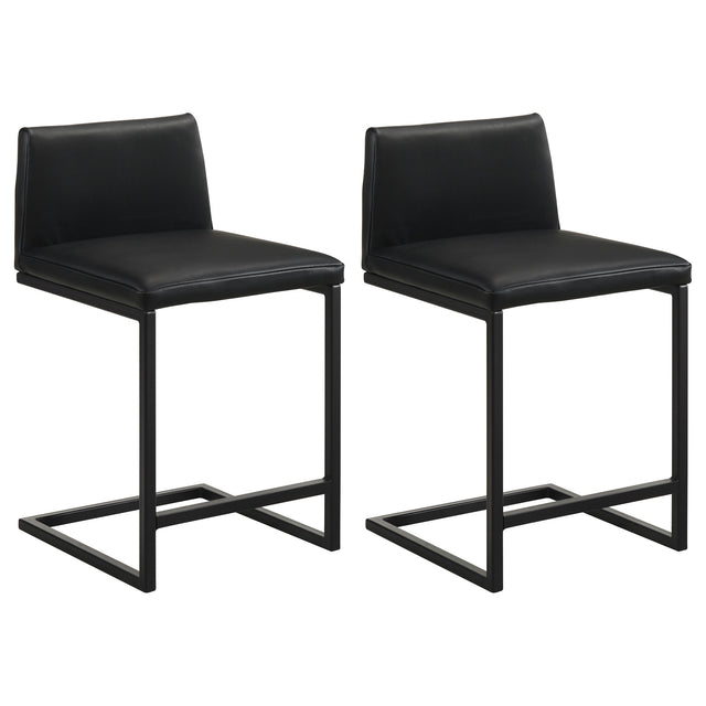 Vardon Black Genuine Leather Counter Height Chair (Set Of 2) - Ornate Home