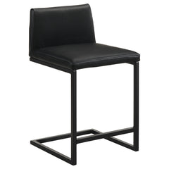 Vardon Black Genuine Leather Counter Height Chair (Set Of 2) - Ornate Home