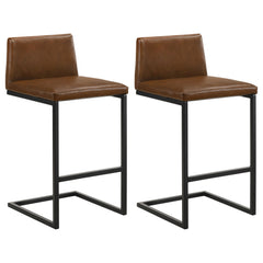 Vardon Dark Brown Genuine Leather Bar Stool (Set Of 2) - Ornate Home