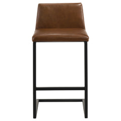 Vardon Dark Brown Genuine Leather Bar Stool (Set Of 2) - Ornate Home