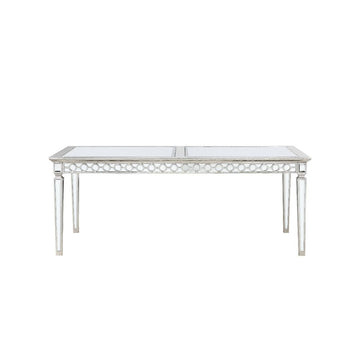 Varian Mirrored & Antique Platinum Dining Table (78"L) - Ornate Home