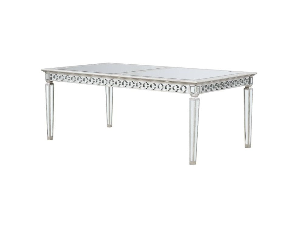 Varian Mirrored & Antique Platinum Dining Table (78"L) - Ornate Home