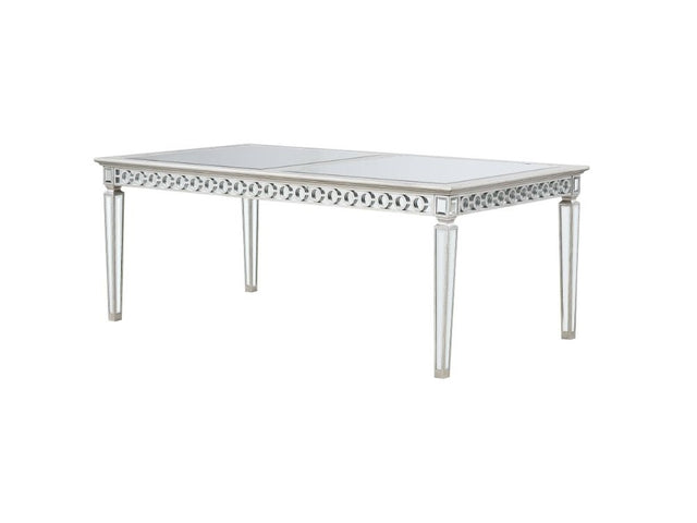 Varian Mirrored & Antique Platinum Dining Table (78"L) - Ornate Home