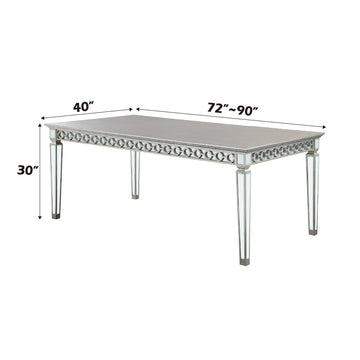 Varian Mirrored & Antique Platinum Dining Table (90"L) - Ornate Home